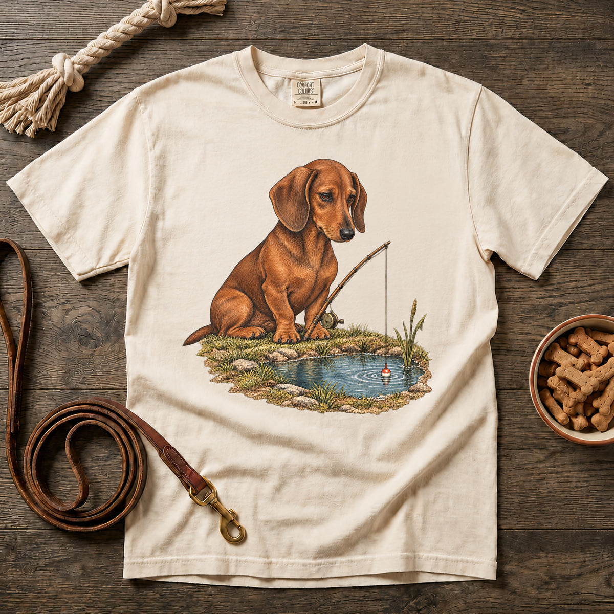 Little Legs, Big Catch Red Shorthaired Dachshund T-Shirt