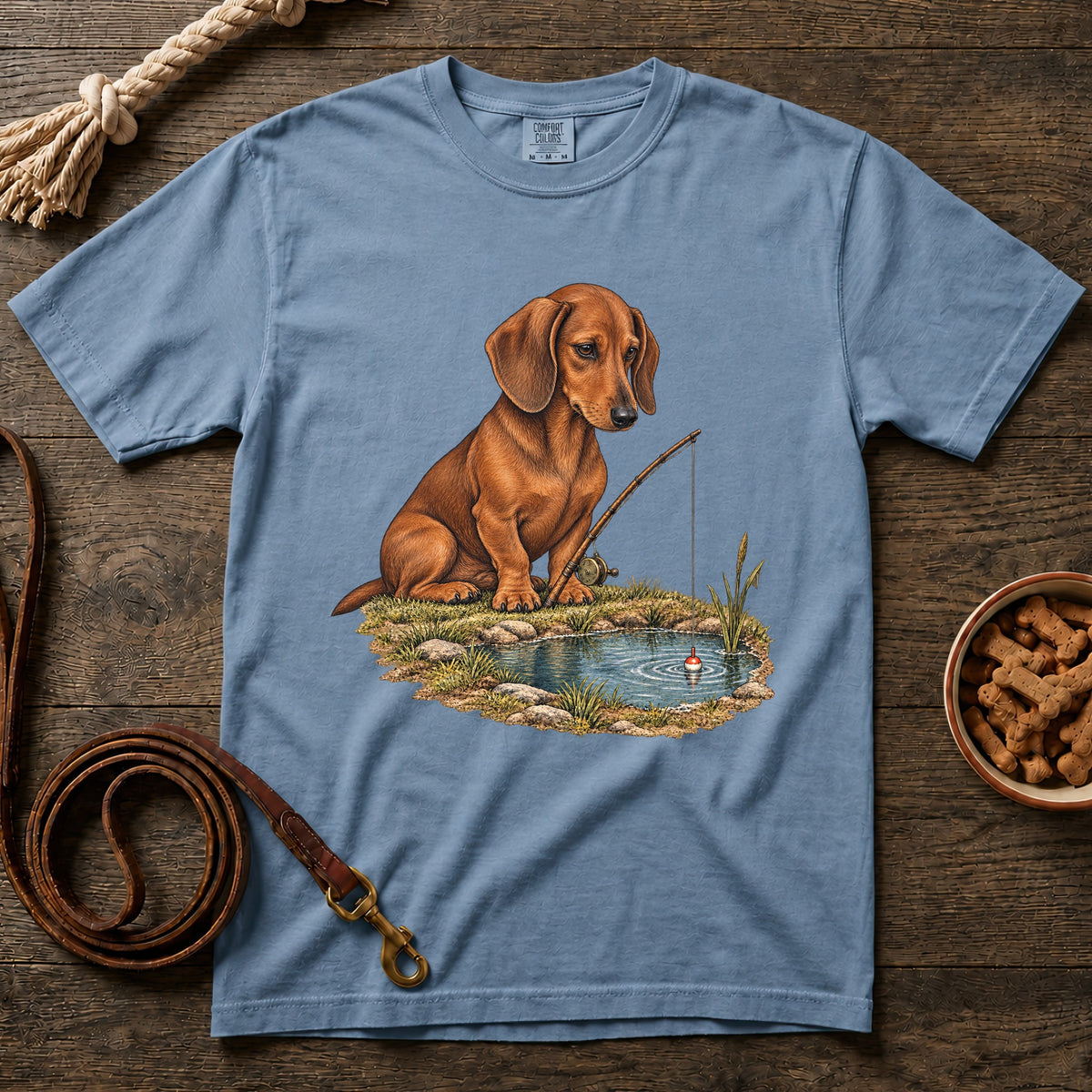 Little Legs, Big Catch Red Shorthaired Dachshund T-Shirt