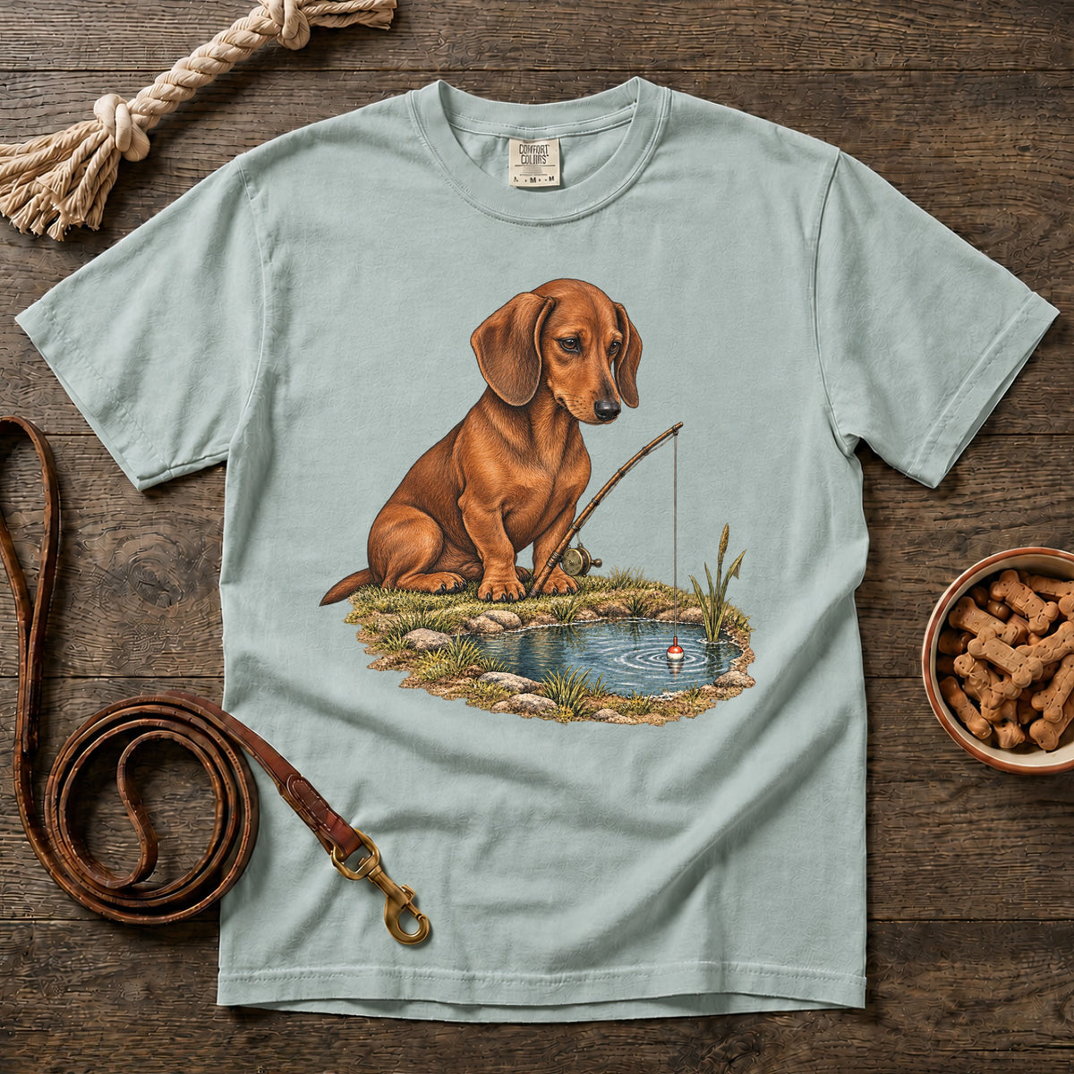 Little Legs, Big Catch Red Shorthaired Dachshund T-Shirt