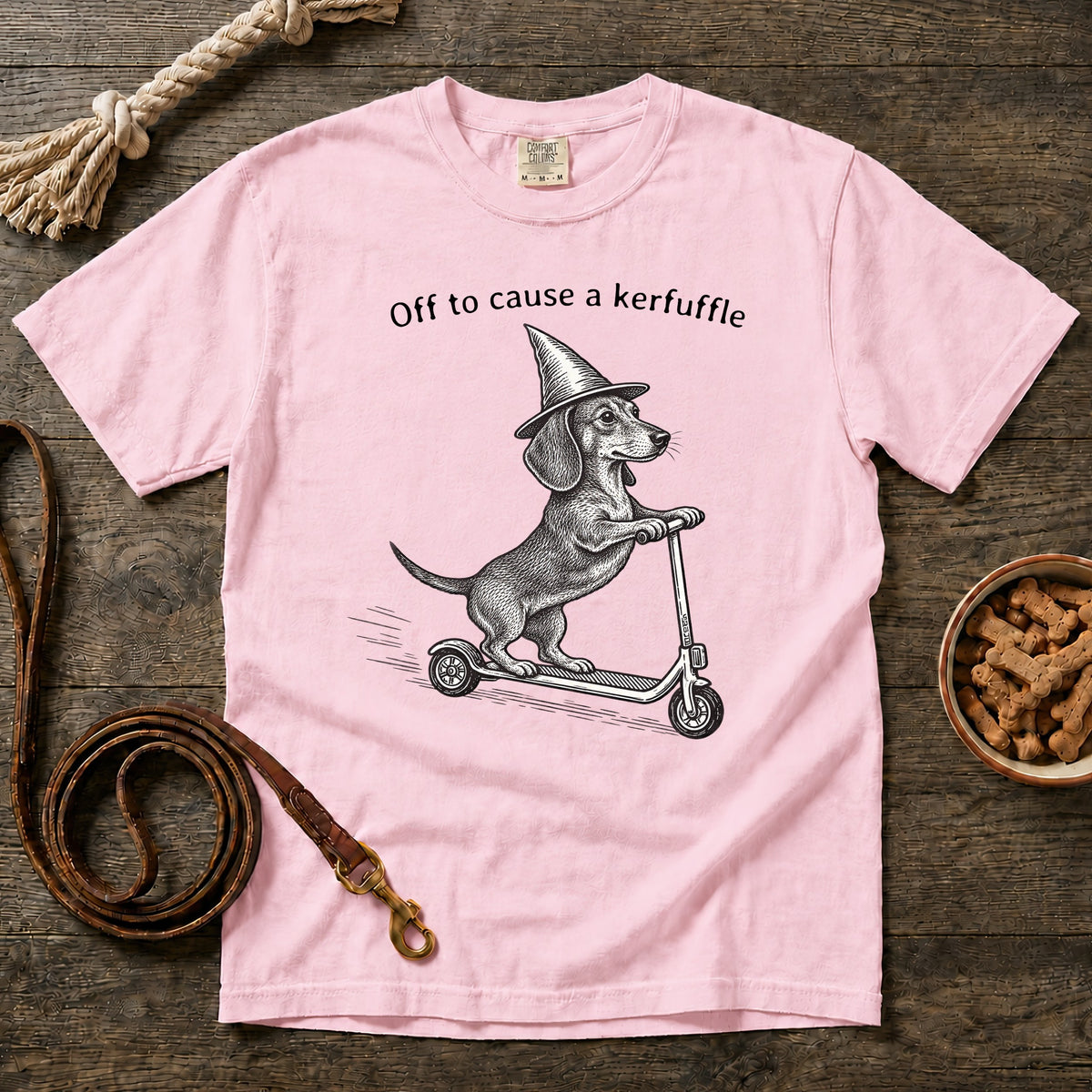 Off to Cause a Kerfuffle Shorthaired Dachshund T-Shirt