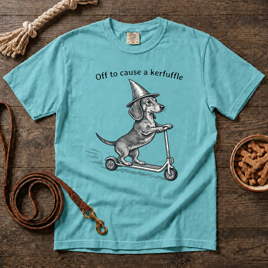 Off to Cause a Kerfuffle Shorthaired Dachshund T-Shirt