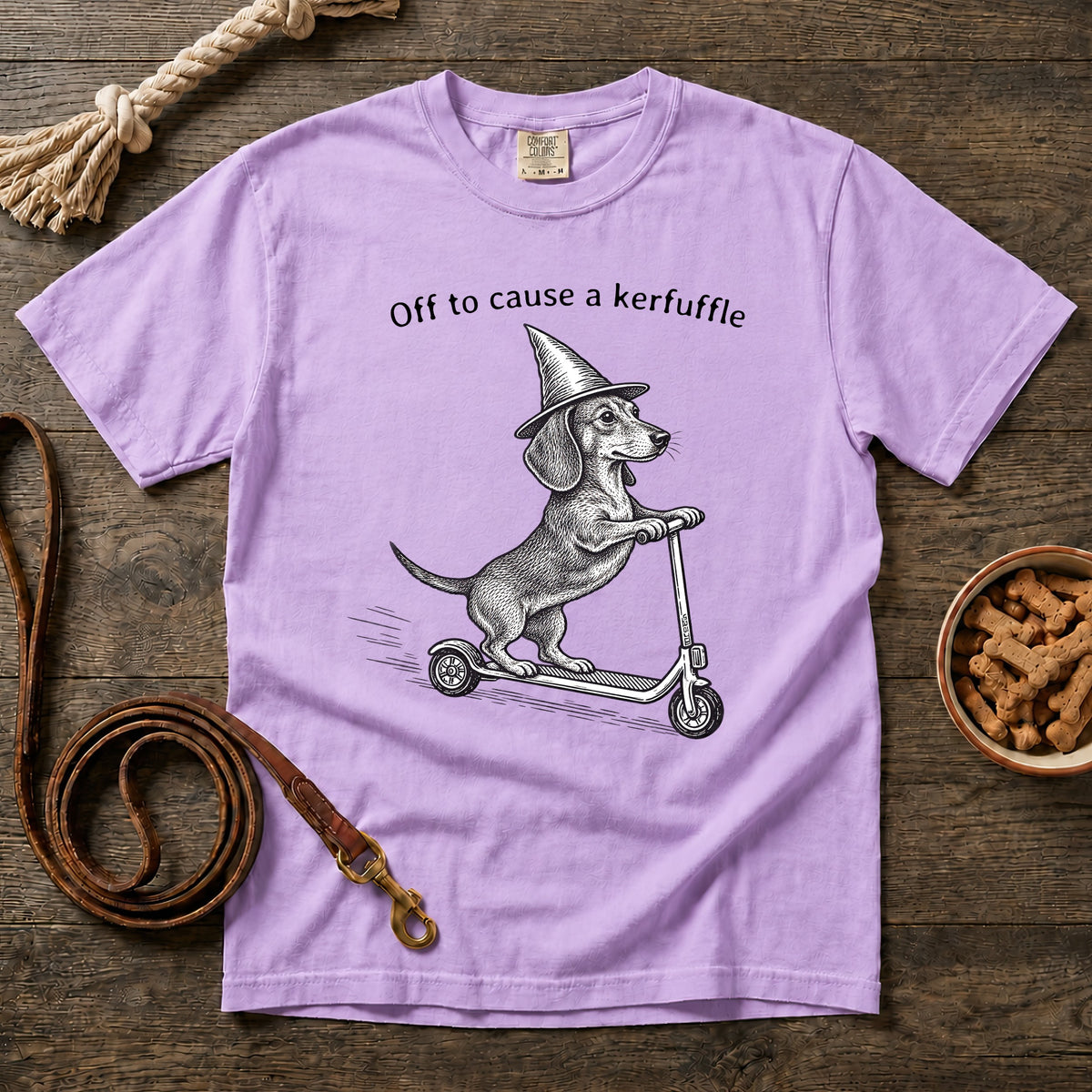 Off to Cause a Kerfuffle Shorthaired Dachshund T-Shirt