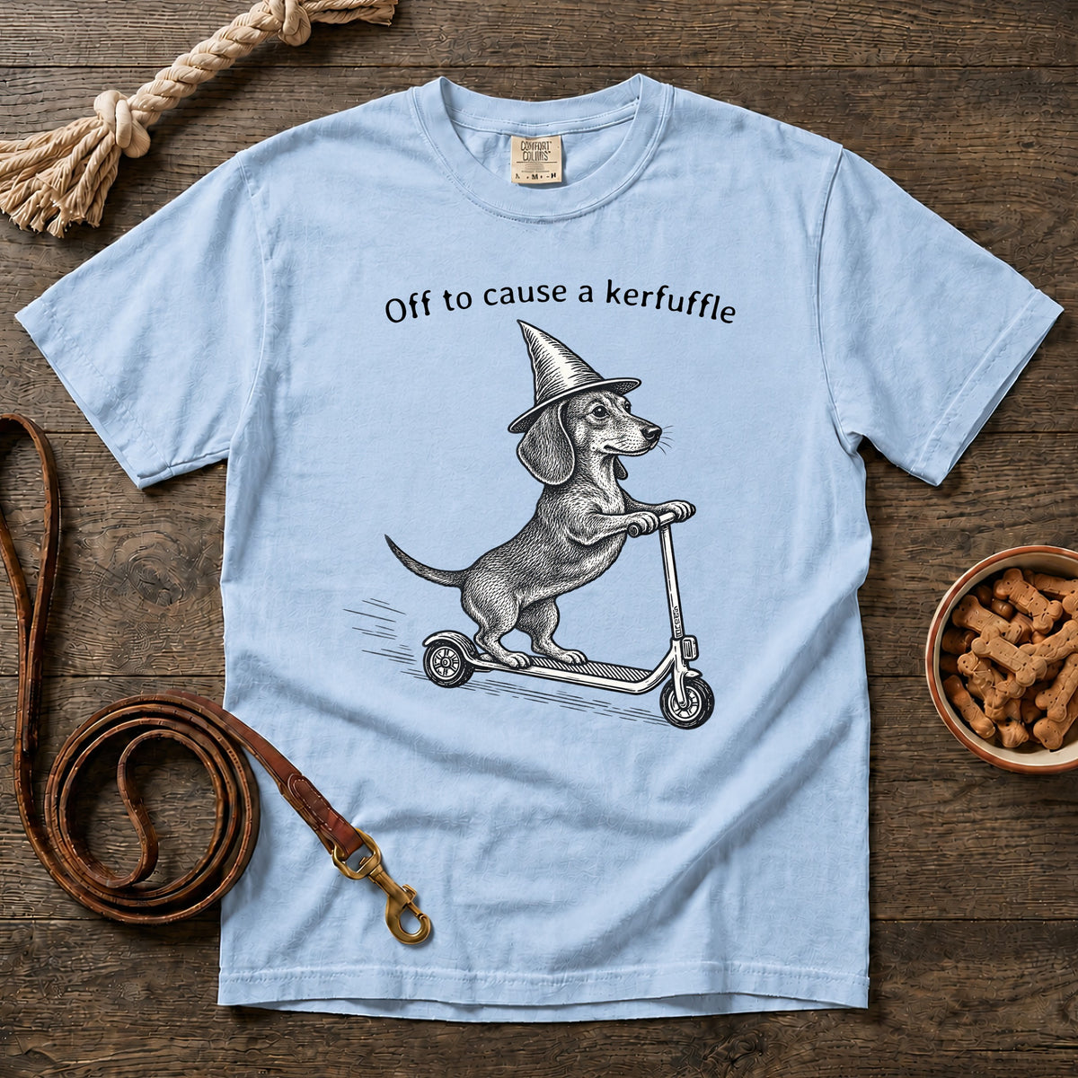 Off to Cause a Kerfuffle Shorthaired Dachshund T-Shirt