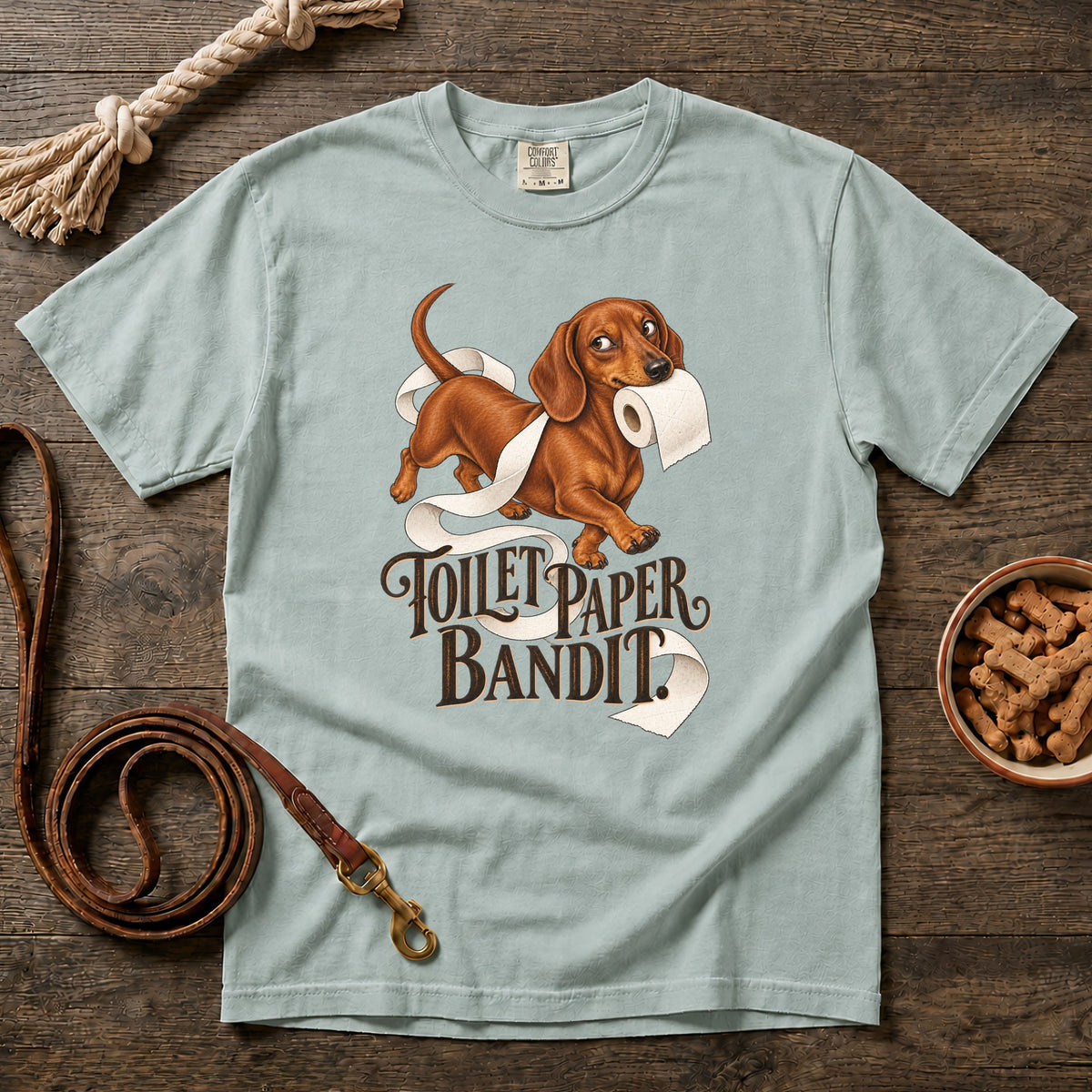 Toilet Paper Bandit Red Shorthaired Dachshund T-Shirt