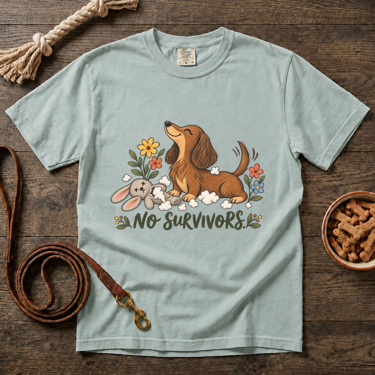 No Survivors Red Longhaired Dachshund T-Shirt