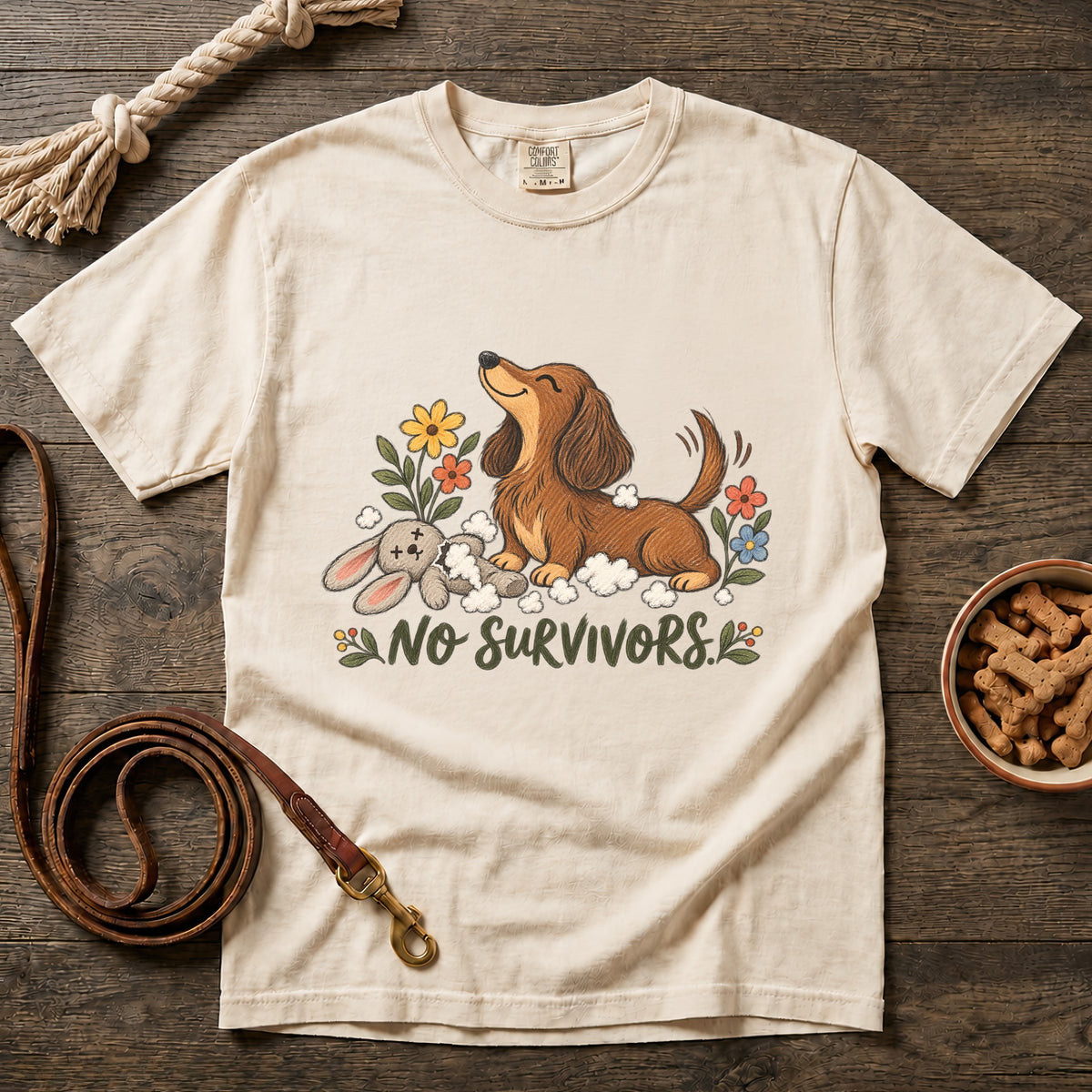 No Survivors Red Longhaired Dachshund T-Shirt