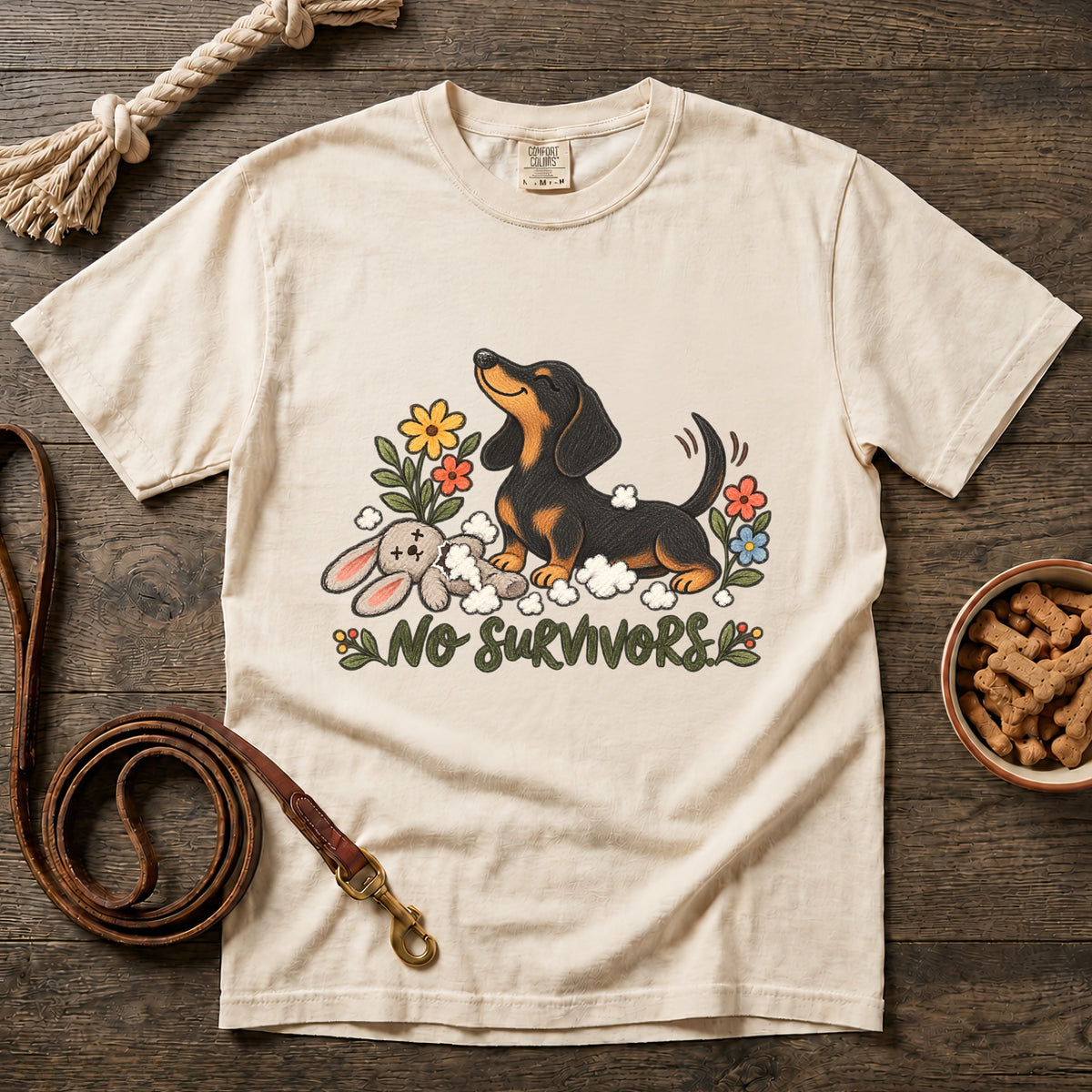 No Survivors Black and Tan Shorthaired Dachshund T-Shirt