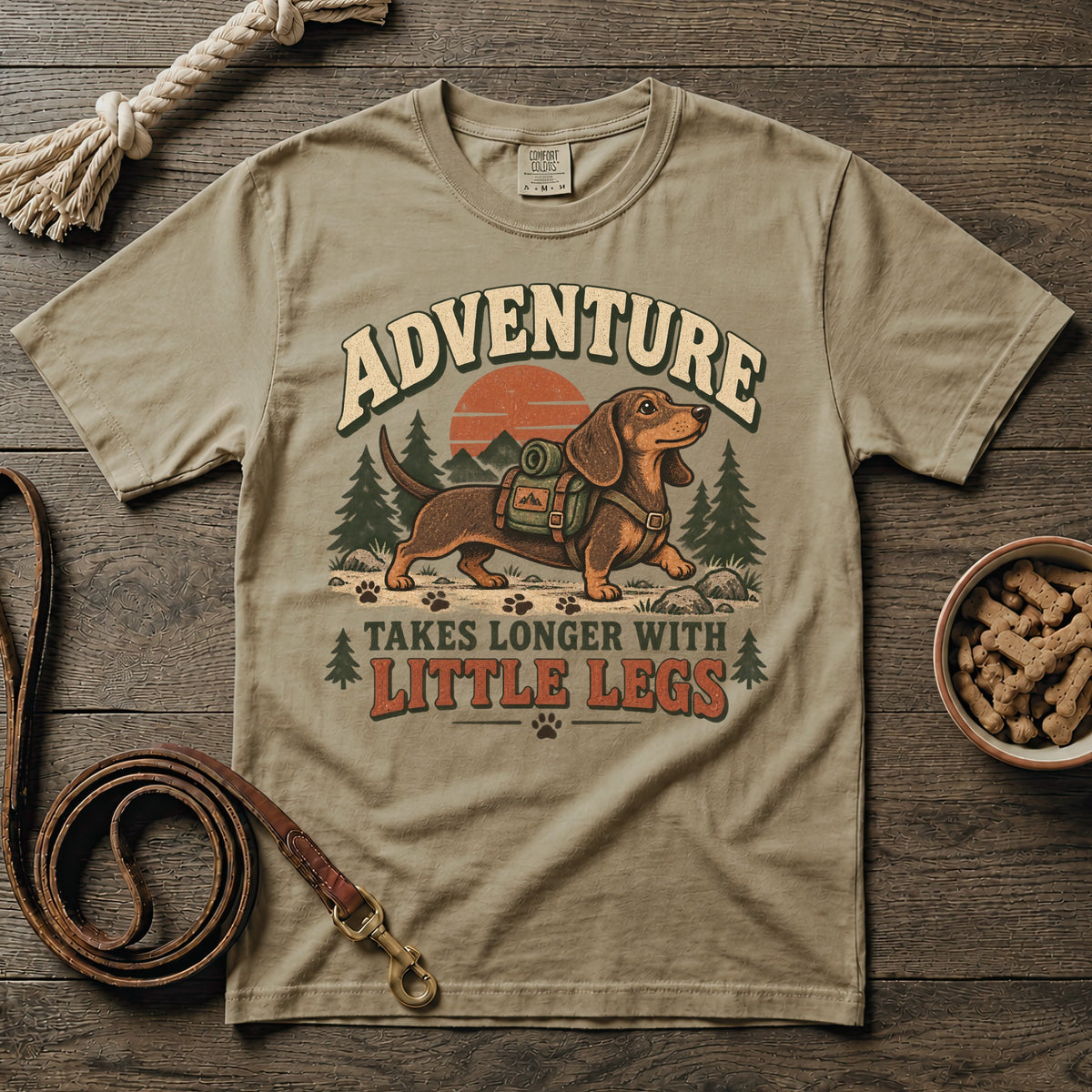 Adventure Takes Longer Red Shorthaired Dachshund T-Shirt