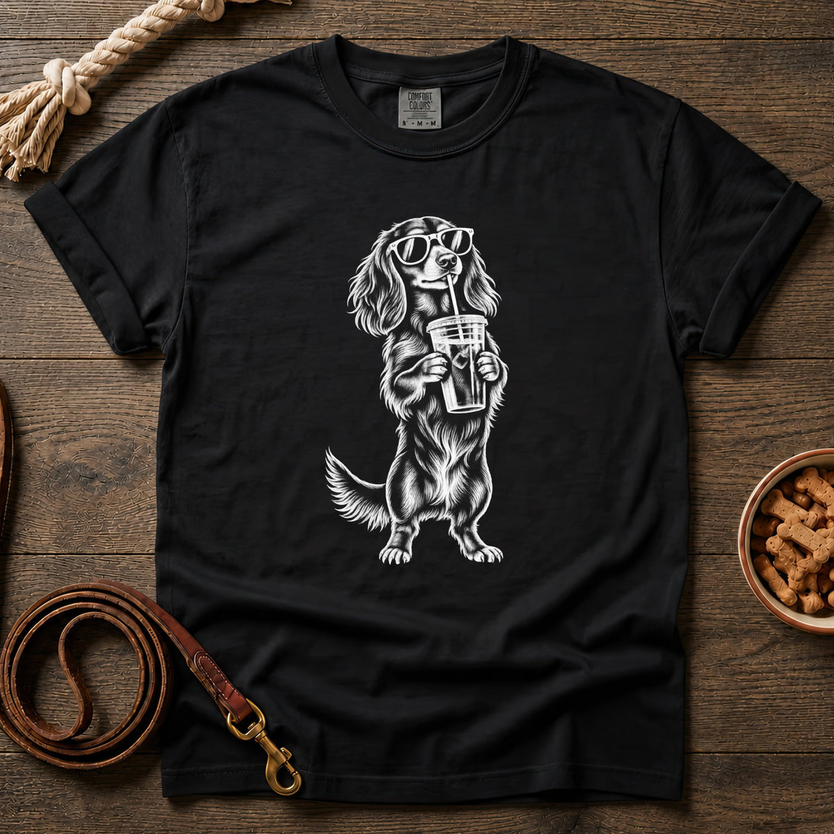 Iced Coffee and Little Paws Longhaired Dachshund T-Shirt