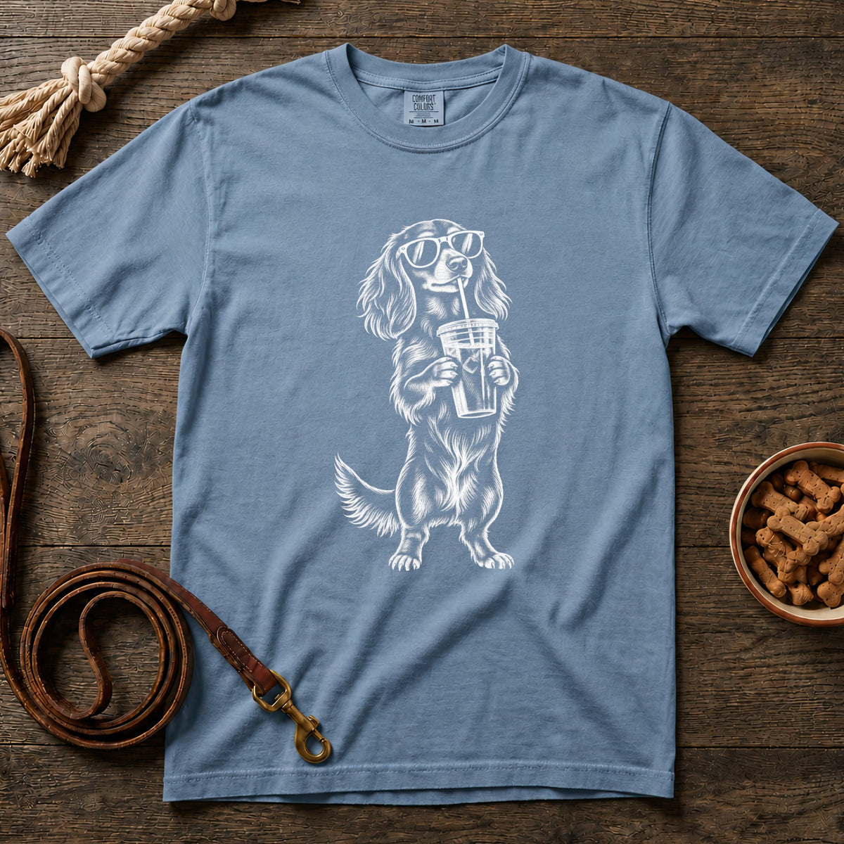 Iced Coffee and Little Paws Longhaired Dachshund T-Shirt