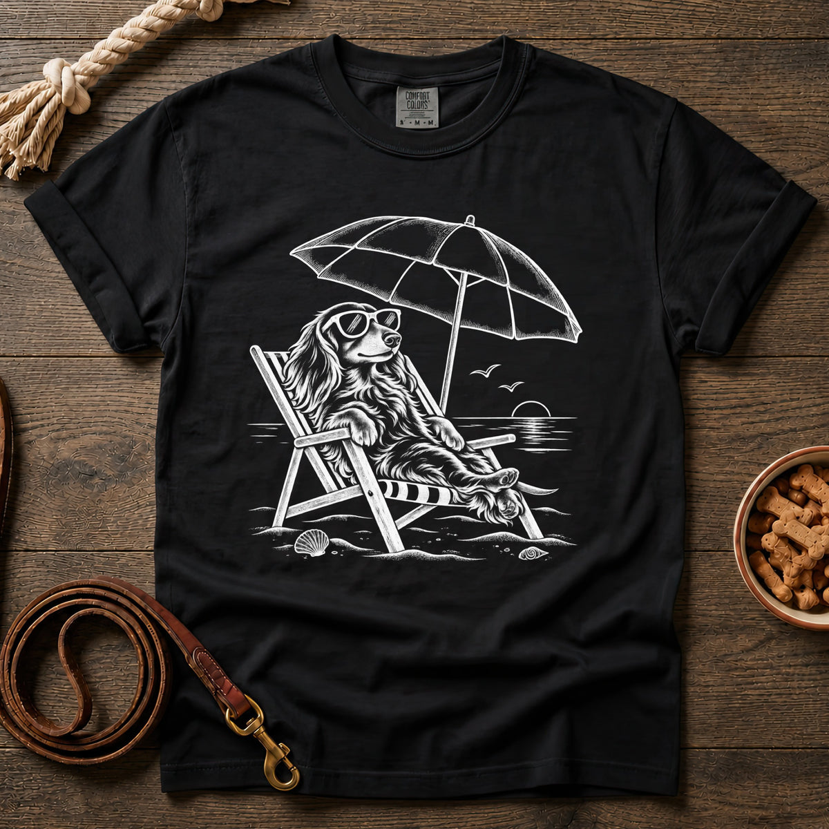 Beach Day Longhaired Dachshund T-Shirt