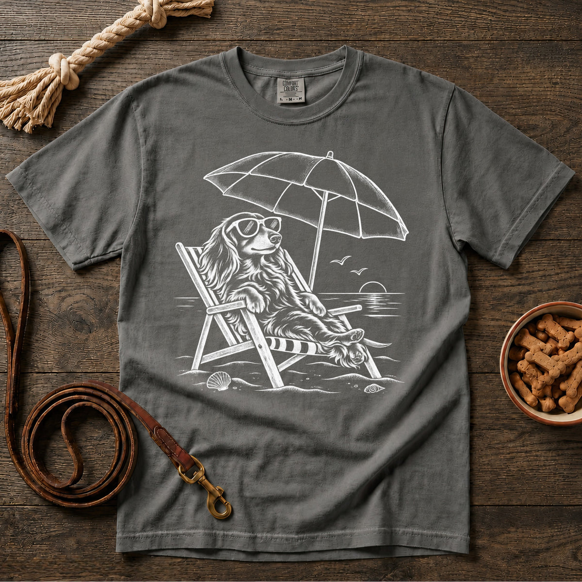 Beach Day Longhaired Dachshund T-Shirt