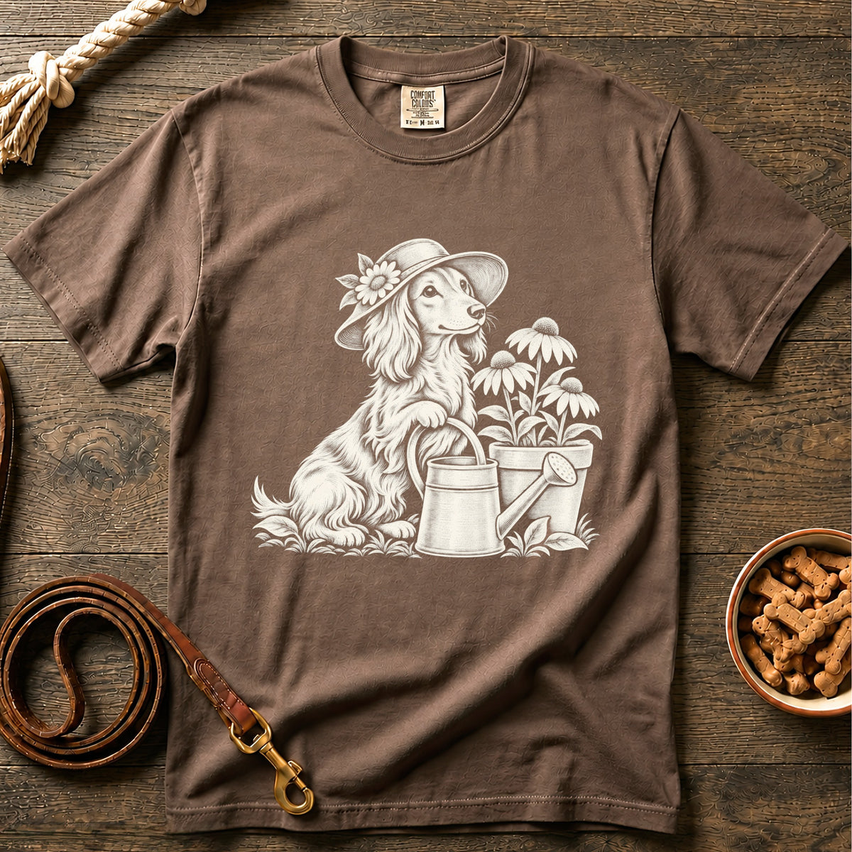 Gardening Doxie Longhaired Dachshund T-Shirt