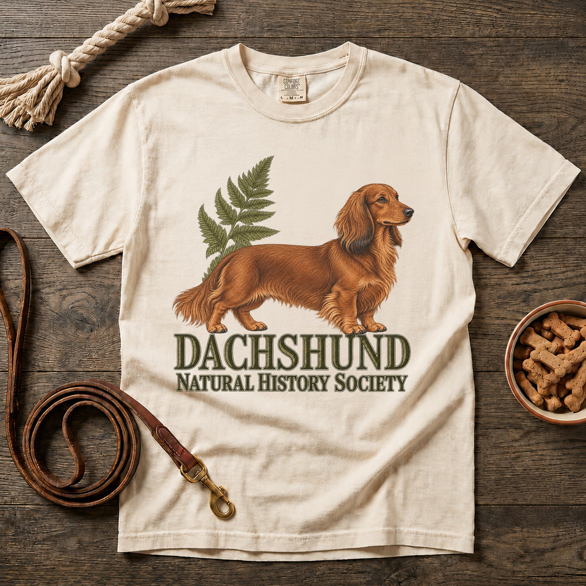 Dachshund Natural History Society Red Longhaired T-Shirt