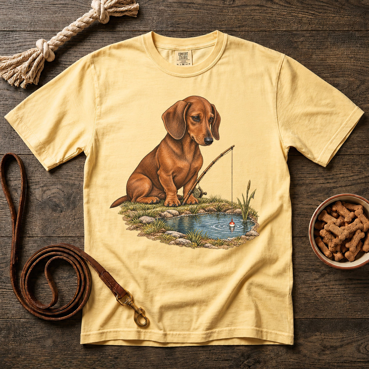 Little Legs, Big Catch Red Shorthaired Dachshund T-Shirt