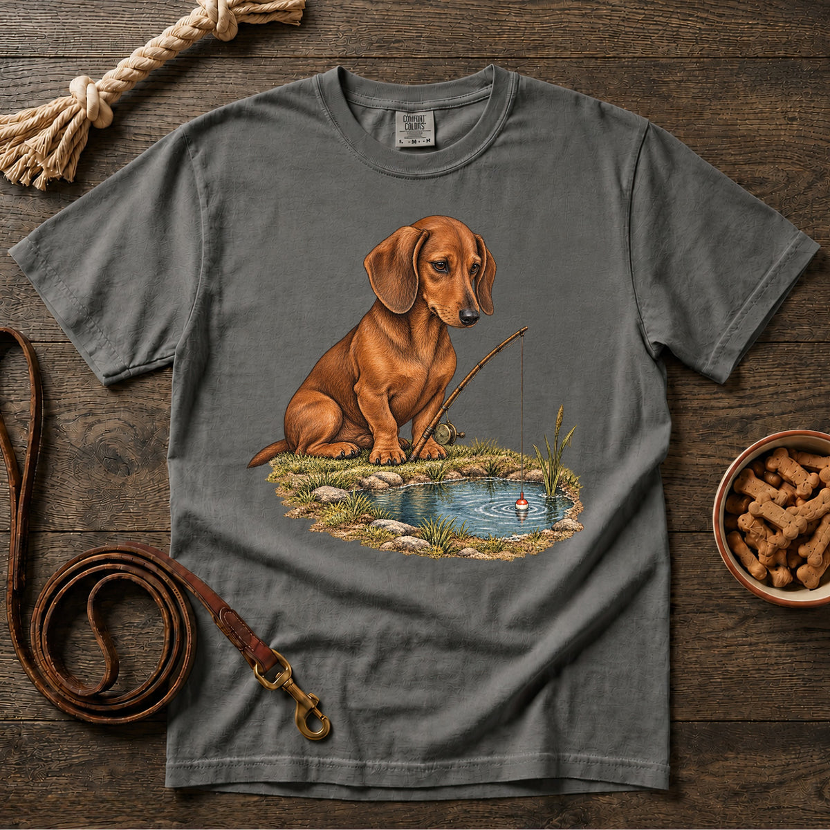 Little Legs, Big Catch Red Shorthaired Dachshund T-Shirt
