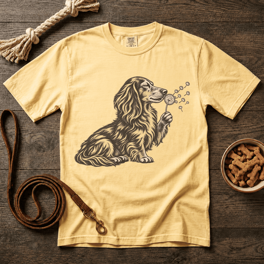 Doxie Dandelion Wishes Longhaired Dachshund T-Shirt