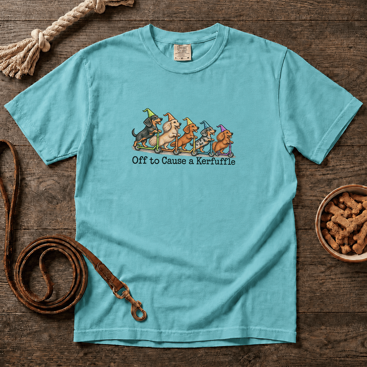 Off to Cause a Kerfuffle Five Dachshunds T-Shirt
