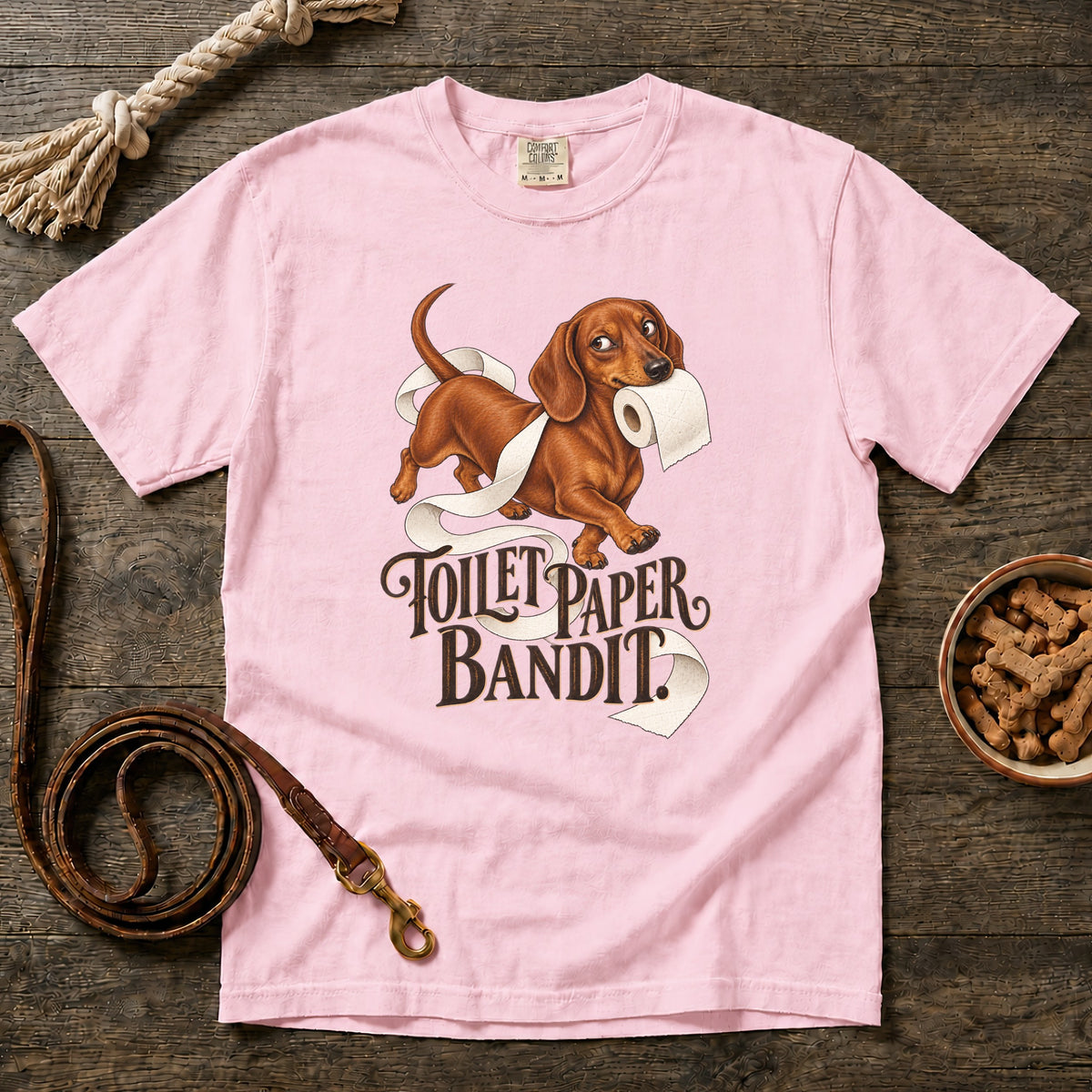 Toilet Paper Bandit Red Shorthaired Dachshund T-Shirt