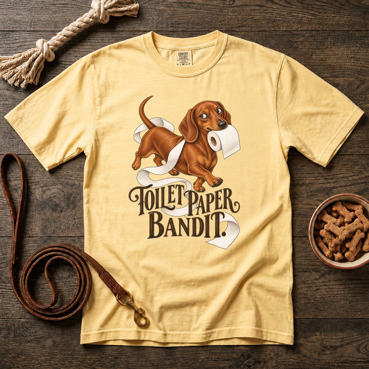Toilet Paper Bandit Red Shorthaired Dachshund T-Shirt
