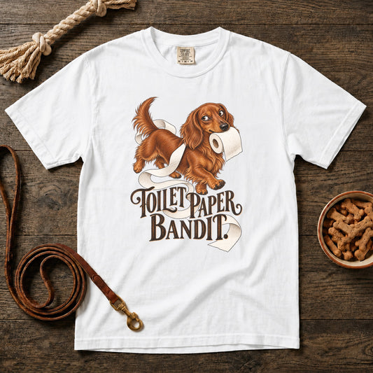 Toilet Paper Bandit Red Longhaired Dachshund T-Shirt