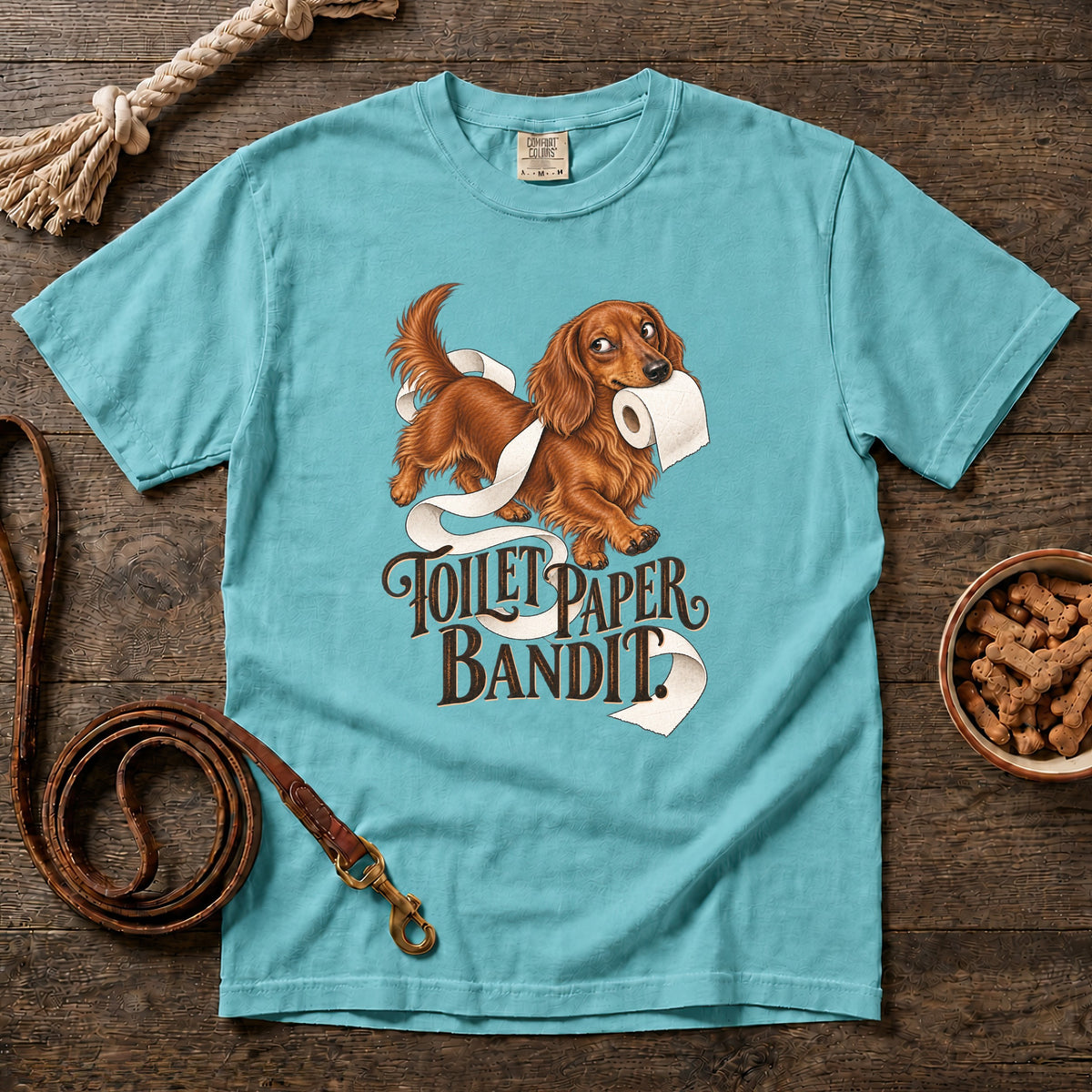 Toilet Paper Bandit Red Longhaired Dachshund T-Shirt