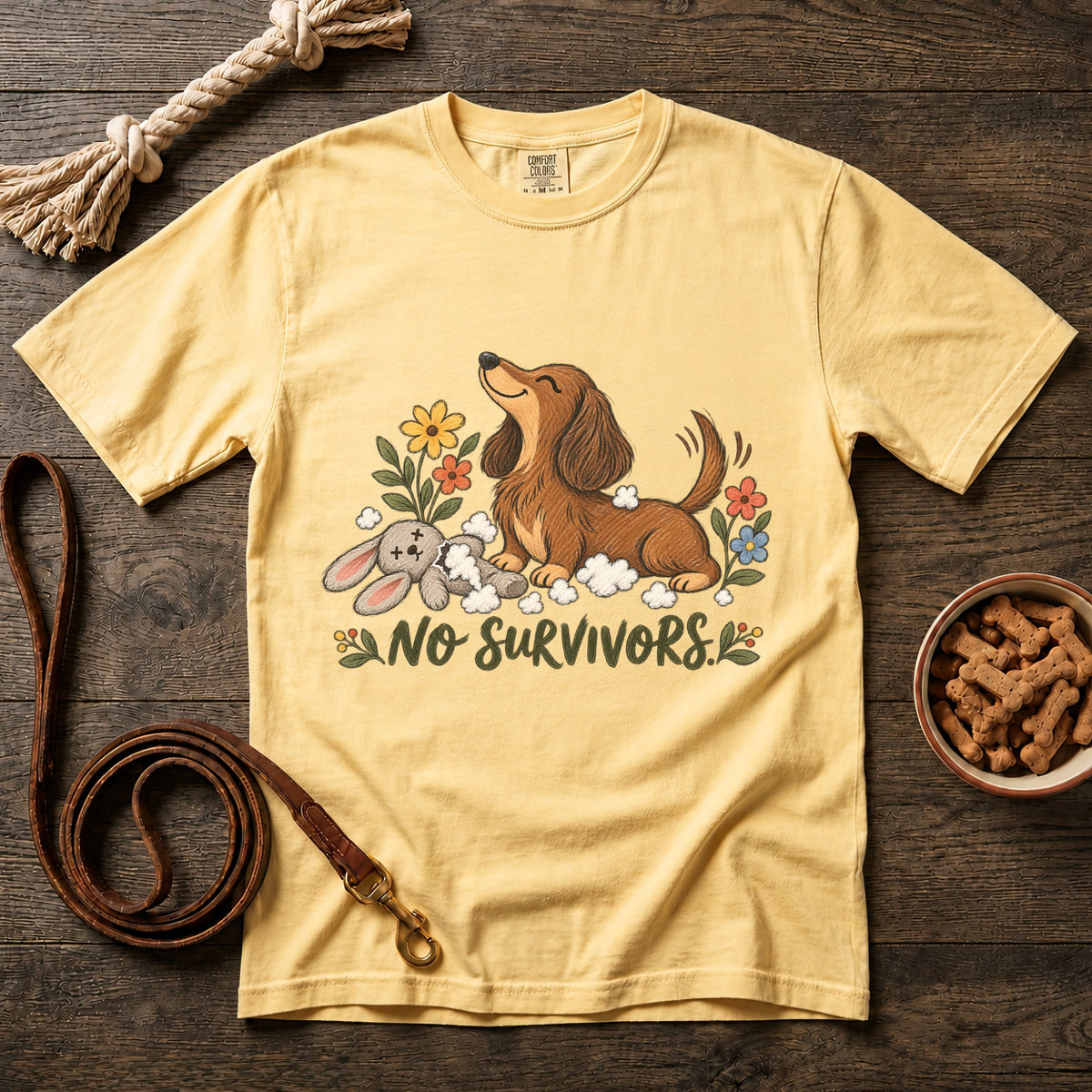 No Survivors Red Longhaired Dachshund T-Shirt