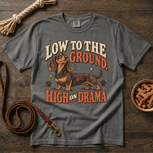 Low to the Ground, High on Drama T-Shirt
