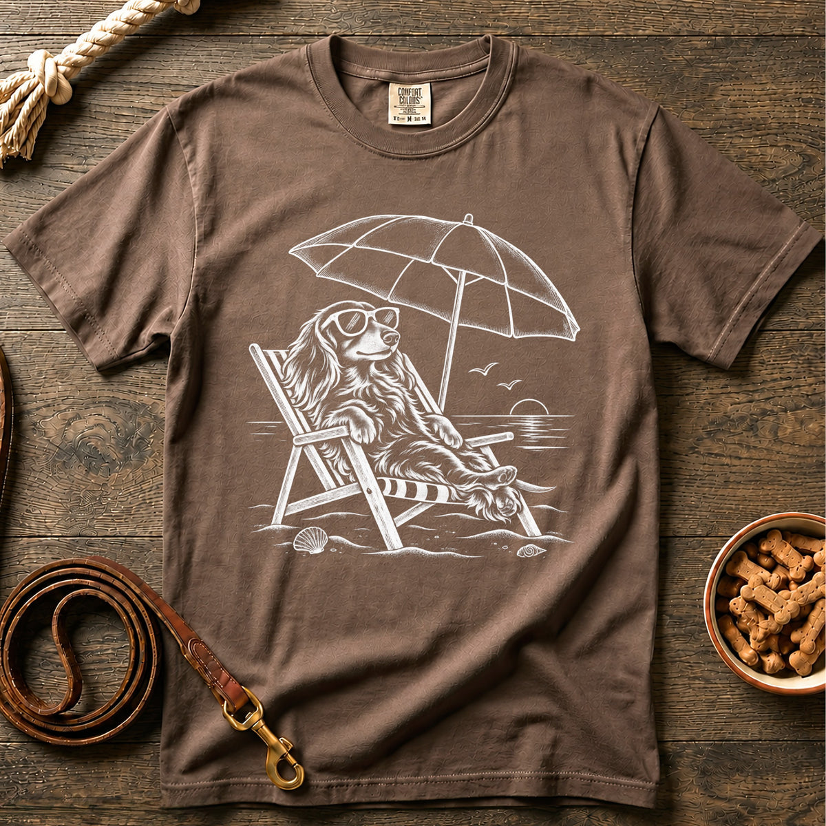 Beach Day Longhaired Dachshund T-Shirt