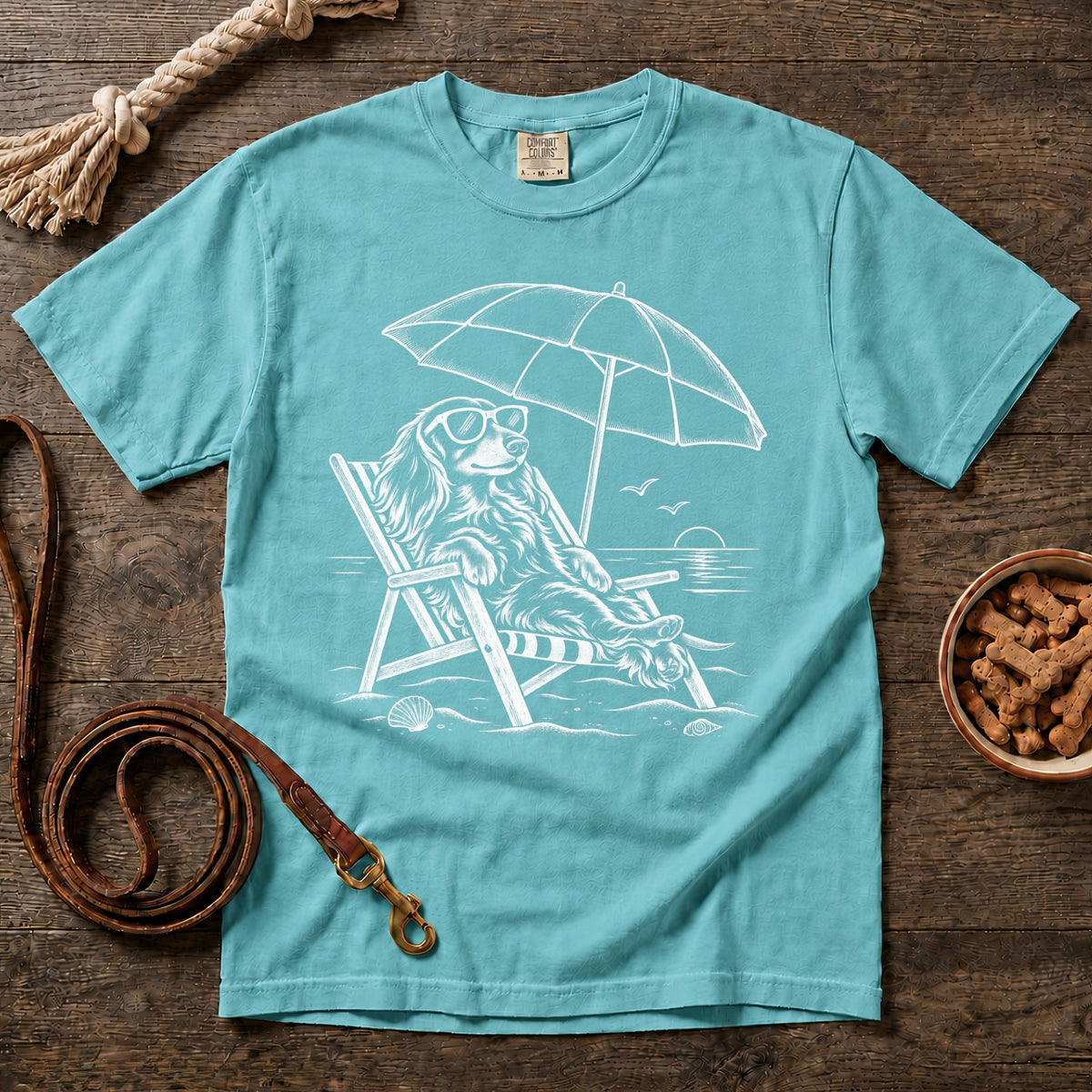 Beach Day Longhaired Dachshund T-Shirt
