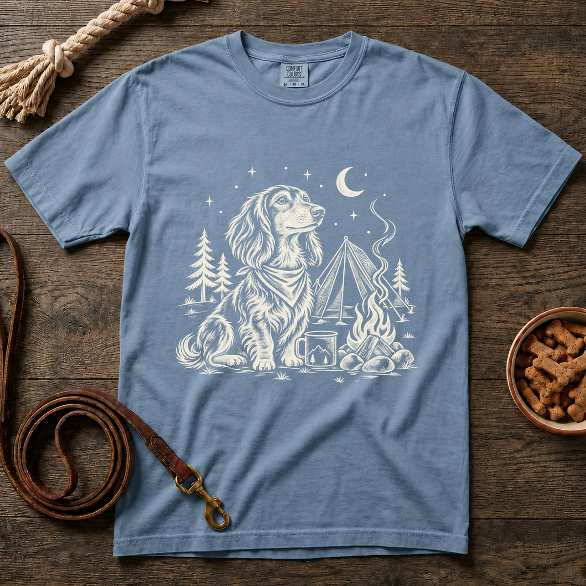 Camping Life Longhaired Dachshund T-Shirt