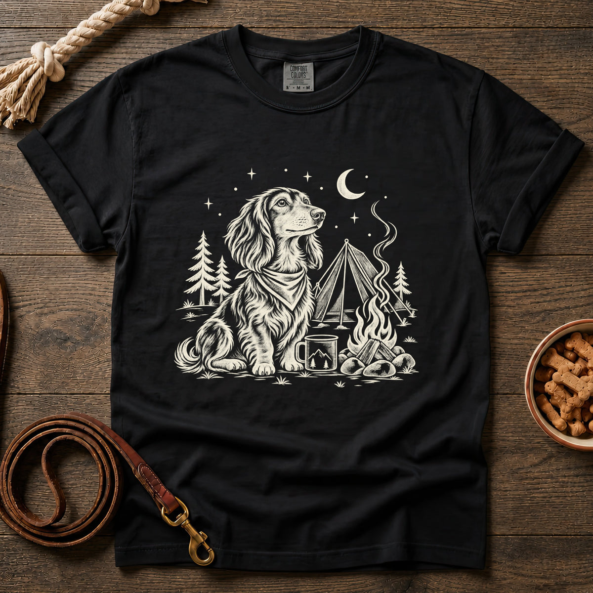 Camping Life Longhaired Dachshund T-Shirt
