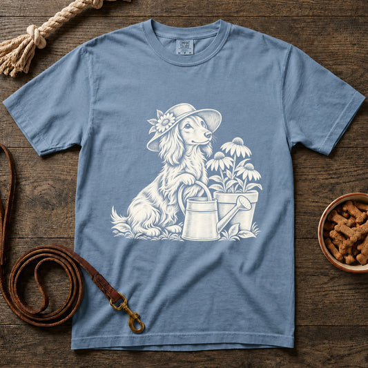 Gardening Doxie Longhaired Dachshund T-Shirt