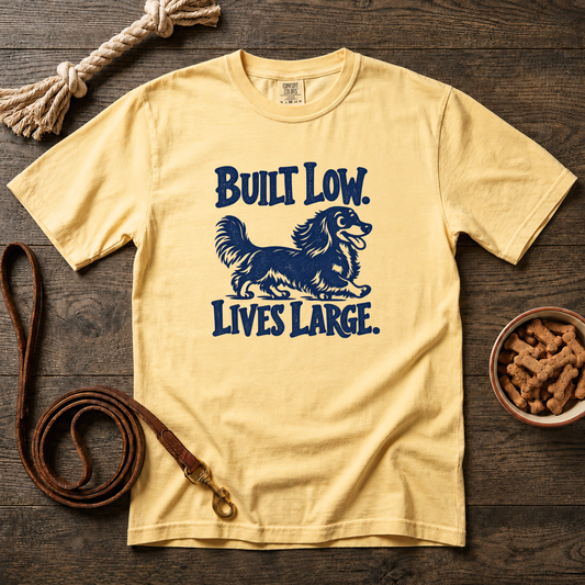 Built Low, Lives Large Longhaired Dachshund T-Shirt
